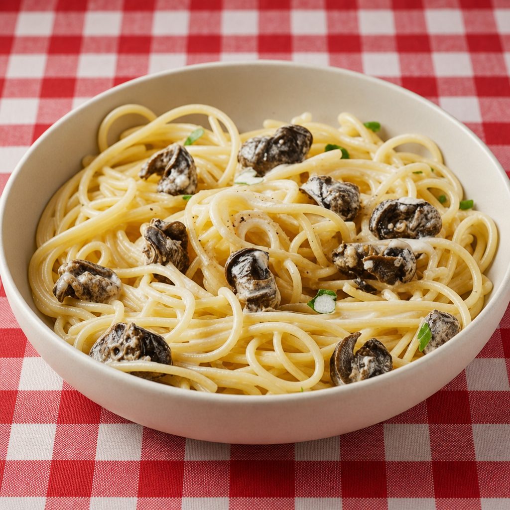 Pasta With Snail Escargot.